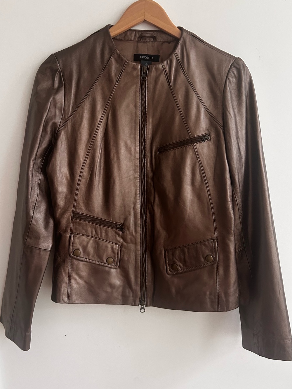 🍦Arden B Buttery-Soft Leather Zip-Front Jacket, 8